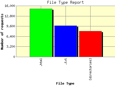 File Type Report: Number of requests by File Type.